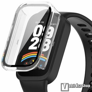 Xiaomi Smart Band 9 Active, Okosóra műanyag védőtok, Keret, 9H edzett üvegfólia, Átlátszó kép