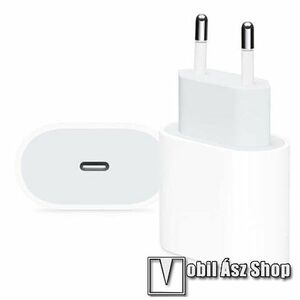 Hálózati töltő 1 x Type-C aljzattal, 5V / 3A, 18W, PD gyorstöltés támogatás, Kábel nélkül, Fehér kép