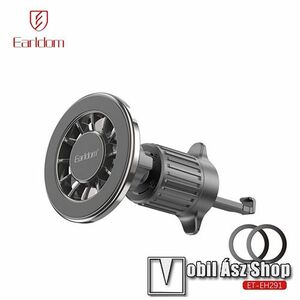 EARLDOM ET-EH291 autós tartó, 360°-ban forgatható, Mágneses, MagSafe támogatás, Szellőzőrácsra rögzíthető, Fémlappal, Fekete kép