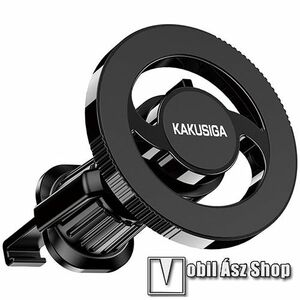 KAKUSIGA BAITENG autós tartó, 360°-ban forgatható, Mágneses, MagSafe támogatás, Szellőzőrácsra rögzíthető, Fémlappal, Fekete kép