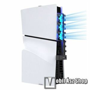 IPEGA P5S005 SONY Playstation 5 Slim (PS5 Slim) konzolhűtő, 3db hűtőventilátor, Töltésjelző LED, USB port, Állítható sebességgel, Áttetsző kép