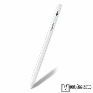 ESSAGER érintőképernyő ceruza, Aktív, Kapacitív, Type-C port, Apple Pencil, iPad, iPad Air kompatibilis, Tartalék POM hegy, Mágneses rögzítés, Jelző LED, Beépített 130mAh akku, 165x9mm, Fehér kép
