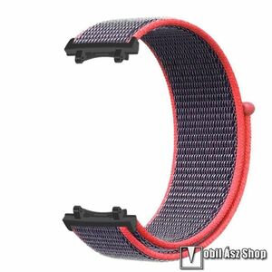 Xiaomi Amazfit T-Rex 3, Okosóra szíj, Szövet, Légáteresztő, Sztreccses, 245mm hosszú, Tépőzáras, Lila, Piros kép