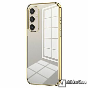 Samsung Galaxy S25, Telefontok, Szilikon, Átlátszó hátlap, Arany kép