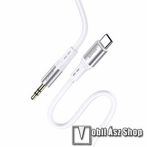 JOKADE LINGYUE UNIVERZÁLIS audió kábel, 3, 5mm - Type-C csatlakozó, 2 pólusú aranyozott jack csatlakozó, DAC chip, 1m hosszú kábel, Törésgátló, Fehér kép