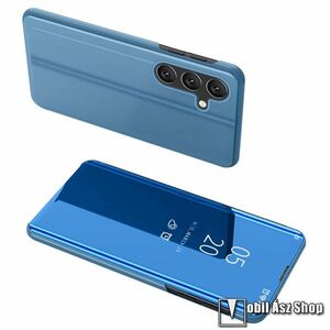 Samsung Galaxy S25, Telefontok, Műanyag, View Window, Tükrös flip, Oldalra nyíló, Asztali tartó, Kék kép