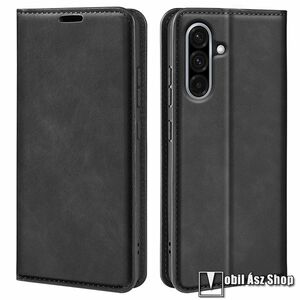 Samsung Galaxy A56 5G, A36 5G, Slim Wallet telefontok, Notesz, Asztali tartó, Oldalra nyíló, Mágneses, Bankkártyatartó, PU bőr, TPU belső, Fekete kép