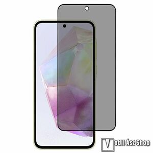 Samsung Galaxy A36 (SM-A366), A56 (SM-A566), Előlapvédő karcálló edzett üveg, Üvegfólia, 9H, Anti-Spy, Betekintés elleni védelemmel, A teljes felületén tapad, Fekete kép
