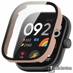 Xiaomi Redmi Watch 5, Okosóra műanyag védőtok, Keret, 9H edzett üvegfólia, Rózsaszín kép
