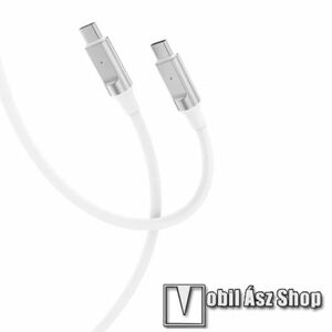 XO NB-Q252B adatátvitel adatkábel és töltő, Type-C - Type-C csatlakozók, 20V/3A, 60W, 1m hosszú, Törésgátló, PD gyorstöltés támogatás, Fehér kép