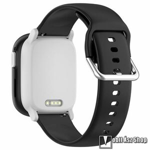 Okosóra szíj, Szilikon, 20mm széles, 130mm+87mm hosszú, Csatos, Fekete, Garmin Bounce, Forerunner 165, vívoactive 5, Galaxy Watch7, Watch FE, Watch Fit 3, Amazfit GTS 4, Haylou LS02 Pro kép