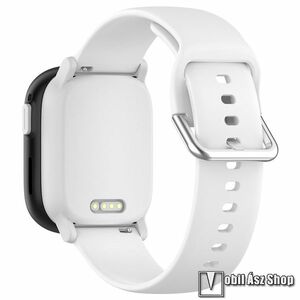 Okosóra szíj, Szilikon, 20mm széles, 130mm+87mm hosszú, Csatos, Fehér, Garmin Bounce, Forerunner 165, vívoactive 5, Galaxy Watch7, Watch FE, Watch Fit 3, Amazfit GTS 4, Haylou LS02 Pro kép