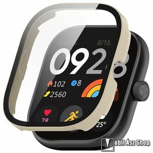 Xiaomi Redmi Watch 5, Okosóra műanyag védőtok, Keret, 9H edzett üvegfólia, Bézs kép