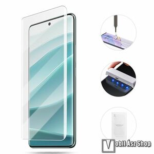 Xiaomi Redmi Note 14 Pro 5G, 14 Pro Plus 5G, Poco X7 5G, Full Glue UV Liquid előlap védő karcálló edzett üveg, 0.3mm, 9H, UV lámpával, A teljes kijelzőt védi, Átlátszó kép