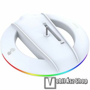 IPEGA PG-P5S025S SONY PS5 Slim, PS5 Pro asztali függőleges állvány, Csavarral, RGB világítás, Egyszerű telepítés, Fehér kép