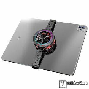 UNIVERZÁLIS mágneses telefon, tablethűtő, 3800 rpm, Type-C port, Állítható bölcső, RGB LED világítás, 24W, Fémlappal, Fekete kép