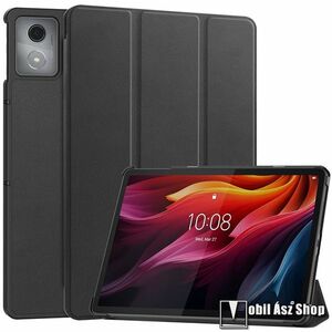 Lenovo Tab K11 Plus (TB352FU), Tablet tok, Oldalra nyíló flip cover, TRIFOLD asztali tartó, Mágneses záródás, Műanyag belső, Fekete kép