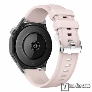 Okosóra szíj, Szilikon, Fém csat, Állítható, 125+75mm hosszú, 22mm széles, Rózsaszín, Garmin Forerunner 265, Venu 3 45mm, Xiaomi Watch S1 Pro, Amazfit GTR 4 46mm, Huawei Watch Ultimate, Watch4 Pro, Realme Watch 3 Pro kép