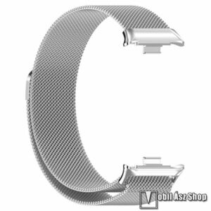 Xiaomi Smart Band 9 Pro, 8 Pro, Redmi Watch 6, 5, 4, Okosóra milánói szíj, Fém ötvözet, Mágneses, 225mm hosszú, Ezüst kép
