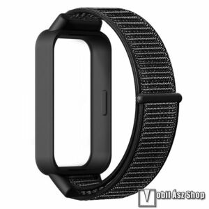 Xiaomi Smart Band 9 Active, Okosóra szíj, Szövet, Tépőzáras, 215mm hosszú, Műanyag keret, Fekete kép