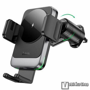 HOCO HW13 Speed autós telefontartó, Állvány, Szellőzőre, 15W, QI wireless vezeték nélküli töltés, 4.5-7" méretű készülékekhez, Grafitszürle kép