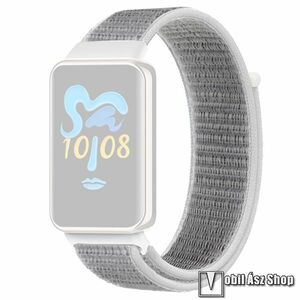 Honor Band 9, Okosóra szíj, Szövet, Légáteresztő, Tépőzáras, 220mm hosszú, Ezüst kép