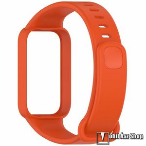 Xiaomi Smart Band 9 Active, Okosóra szíj, Védőtok, Bumper 2 az 1-ben, Szilikon, Állítható méret, 267mm hosszú, Narancs kép