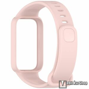 Xiaomi Smart Band 9 Active, Okosóra szíj, Védőtok, Bumper 2 az 1-ben, Szilikon, Állítható méret, 267mm hosszú, Rózsaszín kép