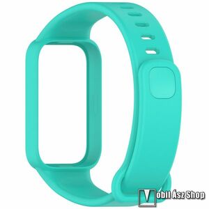 Xiaomi Smart Band 9 Active, Okosóra szíj, Védőtok, Bumper 2 az 1-ben, Szilikon, Állítható méret, 267mm hosszú, Menta zöld kép