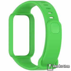 Xiaomi Smart Band 9 Active, Okosóra szíj, Védőtok, Bumper 2 az 1-ben, Szilikon, Állítható méret, 267mm hosszú, Zöld kép