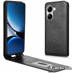 Xiaomi Poco X7 Pro 5G, Redmi Turbo 4 5G, Telefontok, Lefelé nyíló flip, PU bőr, Mágneses záródás, Bankkártyatartó zseb, Fekete kép