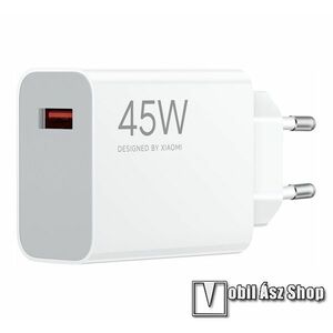 XIAOMI hálózati töltő, 1 x USB-A aljzattal, 45W, Gyorstöltés támogatás, Kábel nélkül, Fehér kép