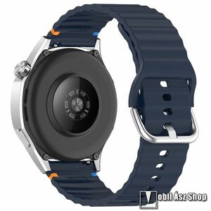 Okosóra szíj, Szilikon, Fém csat, Állítható, 88, 5+125mm hosszú, 20mm széles, Sötétkék, Garmin Bounce, Forerunner 165, vívoactive 5, Galaxy Watch7, Watch FE, Watch Fit 3, Amazfit GTS 4, Haylou LS02 Pro kép