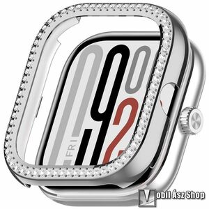 Xiaomi Redmi Watch 5, 4, Okosóra műanyag védőtok, Keret, Strasszkő, Ezüst kép