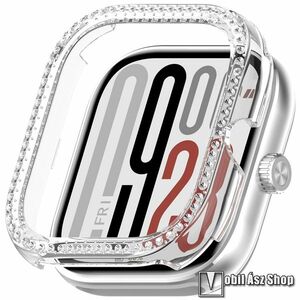 Xiaomi Redmi Watch 5, 4, Okosóra műanyag védőtok, Keret, Strasszkő, Átlátszó kép