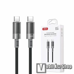 XO NB-Q282B adatátvitel adatkábel és töltő, Type-C - Type-C csatlakozók, 20V/3A, 60W, 1m hosszú, Törésgátló, PD gyorstöltés támogatás, Fekete kép