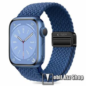 Tech Protect Nylonmag okosóra szíj, Fonott szövet, Sztreccses, Légáteresztő, Állítható mágneses speciális csatos, Sötétkék, Apple Watch Series 1, 2, 3 42mm, 4, 5, 6, SE 44mm, 7, 8, 9 45mm, 10 46mm, Ultra 49mm kép