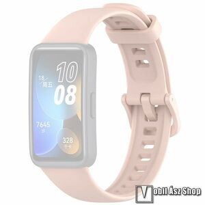 Huawei Band 10, 10 NFC, 9, 9 NFC, 8, NFC, Okosóra szíj, Szilikon, Állítható, Csatos, 130mm + 92mm hosszú, Rózsaszín kép