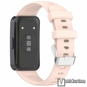 Huawei Band 10, 10 NFC, 9, 9 NFC, 8, NFC, Okosóra szíj, Szilikon, Állítható, Csatos, 130mm + 91mm hosszú, Rózsaszín kép