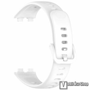 Huawei Band 10, 10 NFC, 9, 9 NFC, 8, NFC, Okosóra szíj, Szilikon, Állítható, Dupla csatos kialakítás, 110mm + 101mm hosszú, Fehér kép