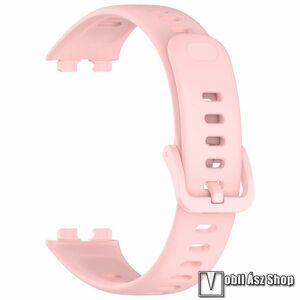 Huawei Band 10, 10 NFC, 9, 9 NFC, 8, NFC, Okosóra szíj, Szilikon, Állítható, Dupla csatos kialakítás, 110mm + 101mm hosszú, Rózsaszín kép