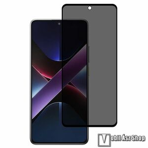 Xiaomi Poco X7 Pro 5G, PRIVACY előlap védő karcálló edzett üveg, 1db, 0.3mm vékony, 9H, Anti-Peep, Betekintés elleni védelemmel, A teljes kijelzőt védi, Fekete kép