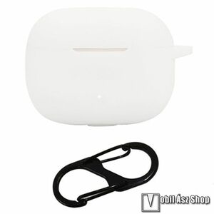 Honor Choice LCHSE X7 Lite, Szilikon védőtok TWS fülhallgató-hoz, Karabiner, Töltőnyílás, Fehér kép