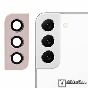 Samsung Galaxy S22 5G, S22 Plus 5G, OEM kamera lencsevédő burkolat üveglencsével, Beépítésé szakértelmet igényel, Rose gold kép