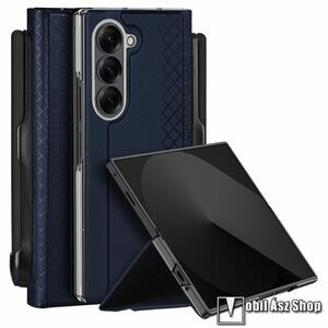 Samsung Galaxy Z Fold7 5G, DUX DUCIS Bril, Műanyag védőtok, Oldalra nyíló flip cover, PU bőrrel bevont hátlap, Mágneses záródás, Kártyatartó, Kitámasztó, Sötétkék kép