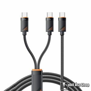 Essager adatvátviteli és gyorstöltő kábel, Type-C / 2 x Type-C, PD gyorstöltés, 100W, 7A, 1, 2m spirál kábel, Fekete kép