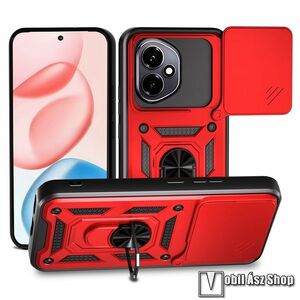 Honor 400, Ott! Camshield Armor Pro telefontok, Műanyag, Szilikon betétes, Ütésálló, Kameravédelem, Ujjgyűrű, Beépített fémlap, Piros kép