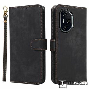 Honor 400, Telefontok, Oldalra nyíló, Notesz, Asztali tartó, Mágneses zárófül, Bankkártyatartó, RFID védelem, Csuklópánt, PU bőr, Szilikon belső, Fekete kép