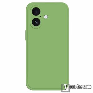 Apple iPhone 16, Telefontok, Szilikon, Mikroszálas szövet karcolásmentesítő belső, Kamerasziget védelem, Világoszöld kép