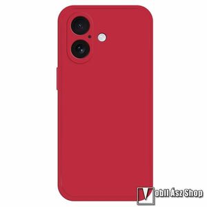 Apple iPhone 16, Telefontok, Szilikon, Mikroszálas szövet karcolásmentesítő belső, Kamerasziget védelem, Piros kép